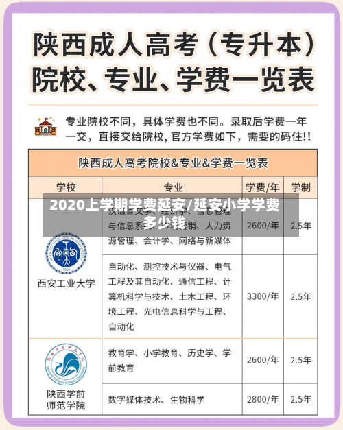 2020上学期学费延安/延安小学学费多少钱