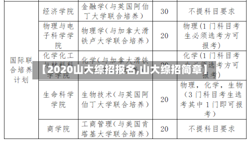 【2020山大综招报名,山大综招简章】