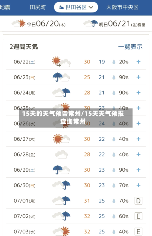 15天的天气预告常州/15天天气预报查询常州