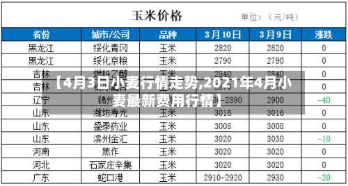 【4月3日小麦行情走势,2021年4月小麦最新费用行情】