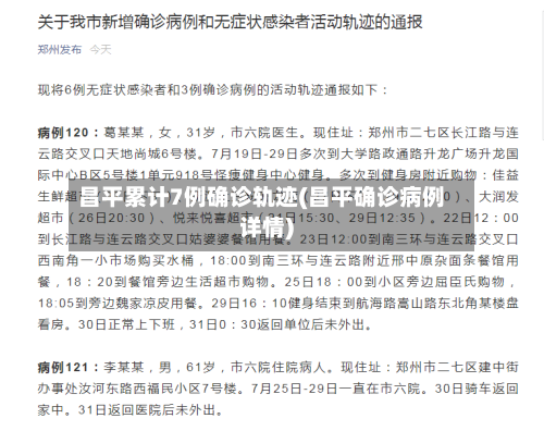 昌平累计7例确诊轨迹(昌平确诊病例详情)