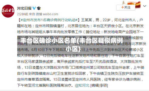 丰台区确诊小区名单(丰台区疑似病例小区)