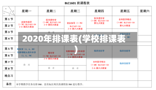 2020年排课表(学校排课表)
