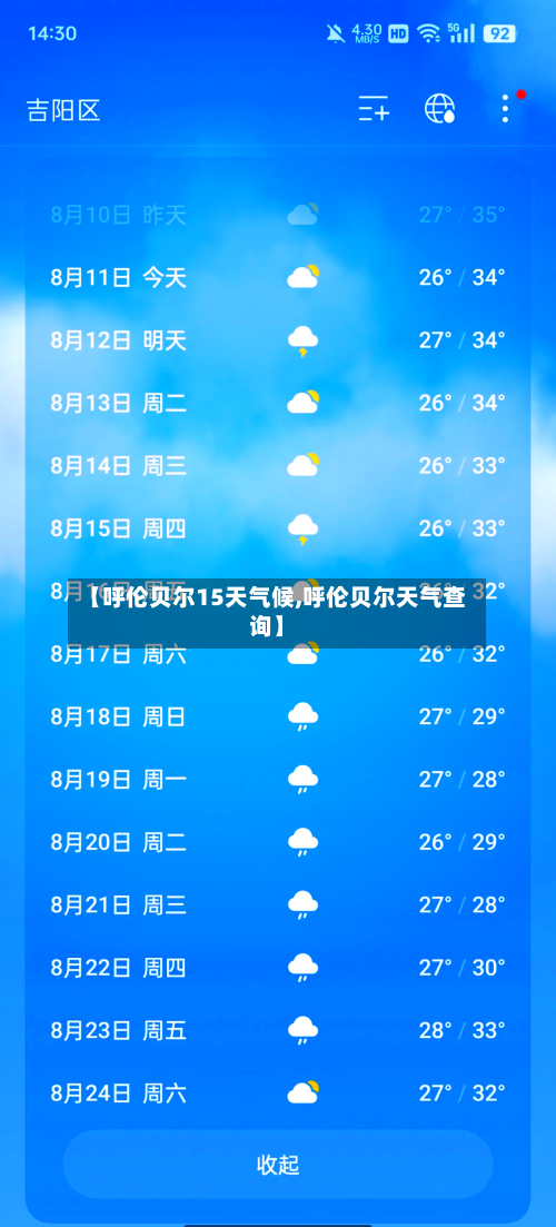 【呼伦贝尔15天气候,呼伦贝尔天气查询】