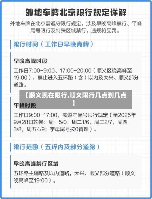 【顺义现在限行,顺义限行几点到几点】