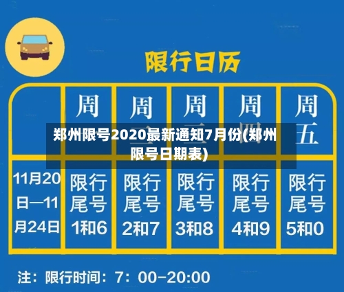郑州限号2020最新通知7月份(郑州限号日期表)