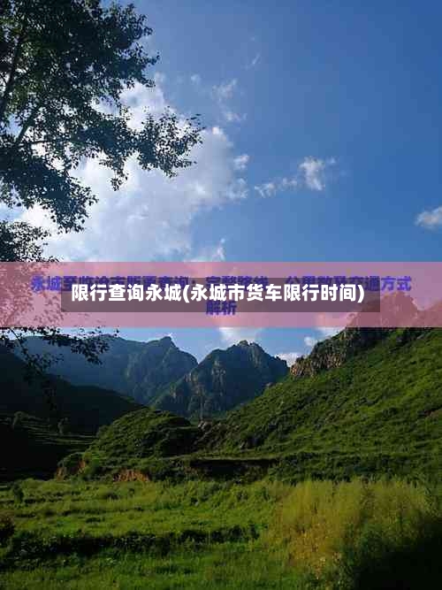 限行查询永城(永城市货车限行时间)