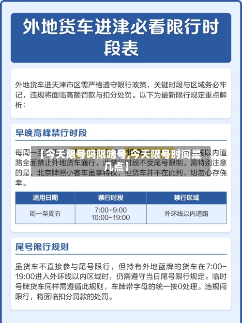 【今天限号吗限啥号,今天限号时间是几点】