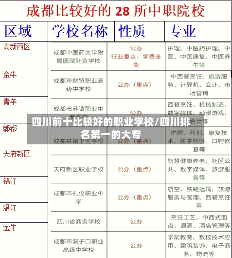 四川前十比较好的职业学校/四川排名第一的大专