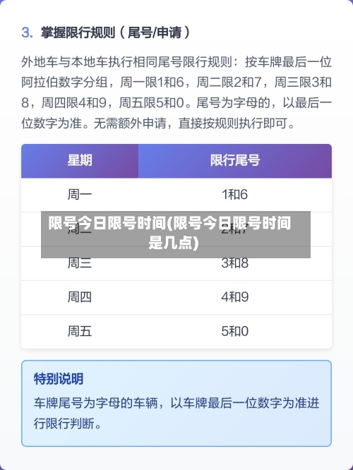 限号今日限号时间(限号今日限号时间是几点)