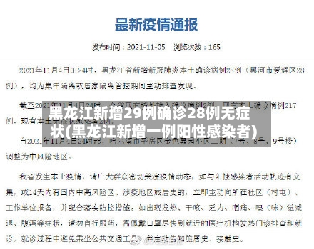 黑龙江新增29例确诊28例无症状(黑龙江新增一例阳性感染者)