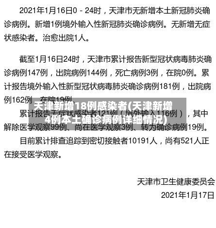 天津新增18例感染者(天津新增4例本土确诊病例详细情况)