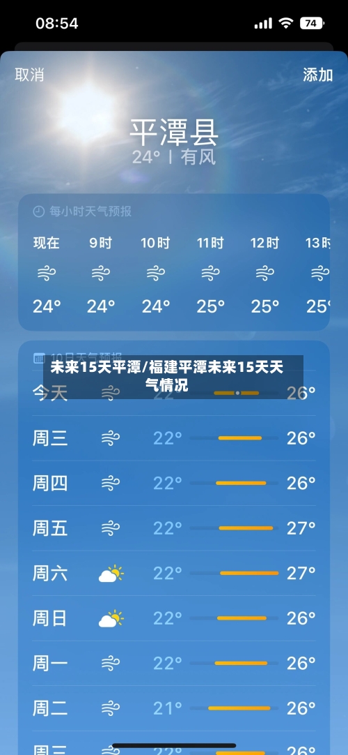 未来15天平潭/福建平潭未来15天天气情况