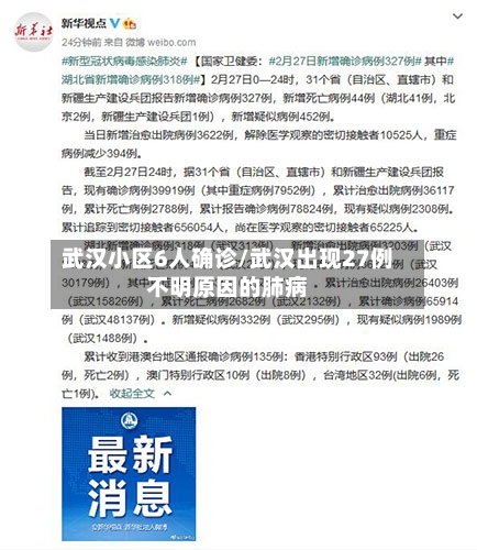 武汉小区6人确诊/武汉出现27例不明原因的肺病