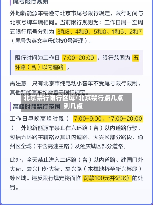 北京禁行限行区域/北京禁行点几点到几点