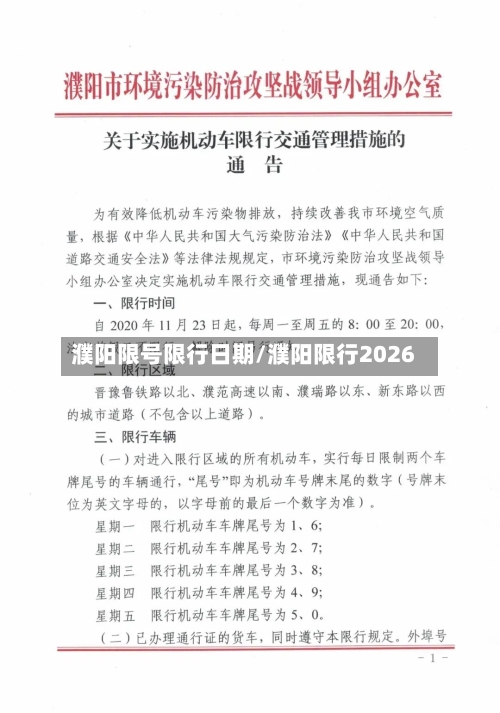 濮阳限号限行日期/濮阳限行2026