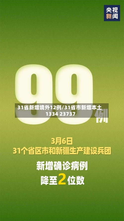 31省新增境外12例/31省市新增本土1334 23737