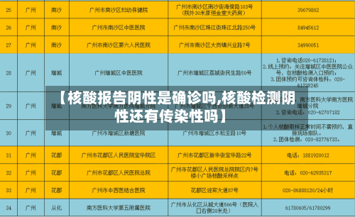 【核酸报告阴性是确诊吗,核酸检测阴性还有传染性吗】