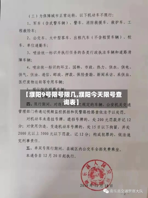 【濮阳9号限号限几,濮阳今天限号查询表】