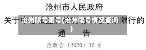 沧州限号限号(沧州限号情况查询)
