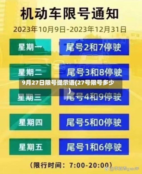 9月27日限号提示语(27号限号多少)