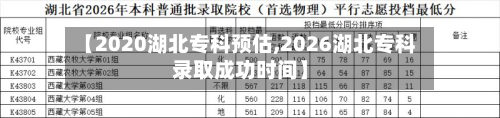 【2020湖北专科预估,2026湖北专科录取成功时间】