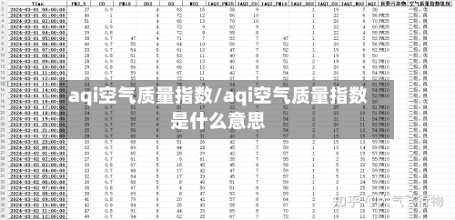 aqi空气质量指数/aqi空气质量指数是什么意思