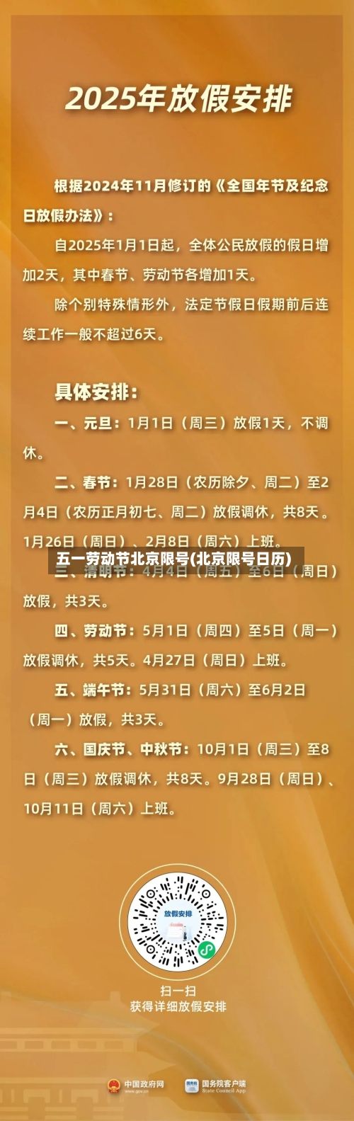 五一劳动节北京限号(北京限号日历)