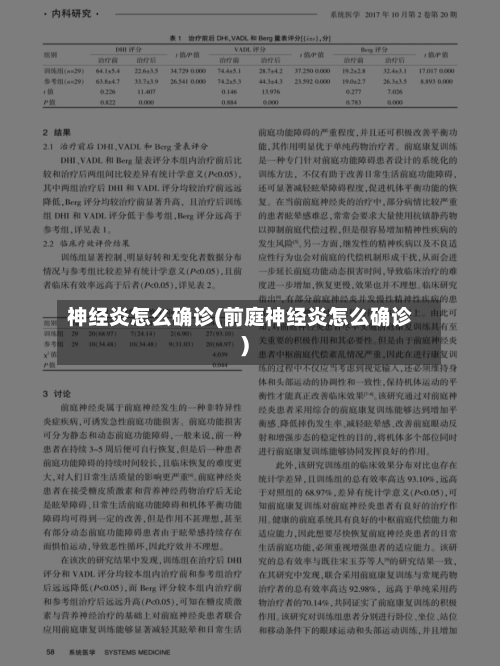 神经炎怎么确诊(前庭神经炎怎么确诊)