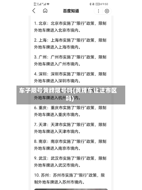 车子限号黄牌限号吗(黄牌车让进市区吗)