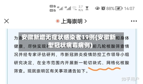 安徽新增无症状感染者19例(安徽新型冠状病毒病例)