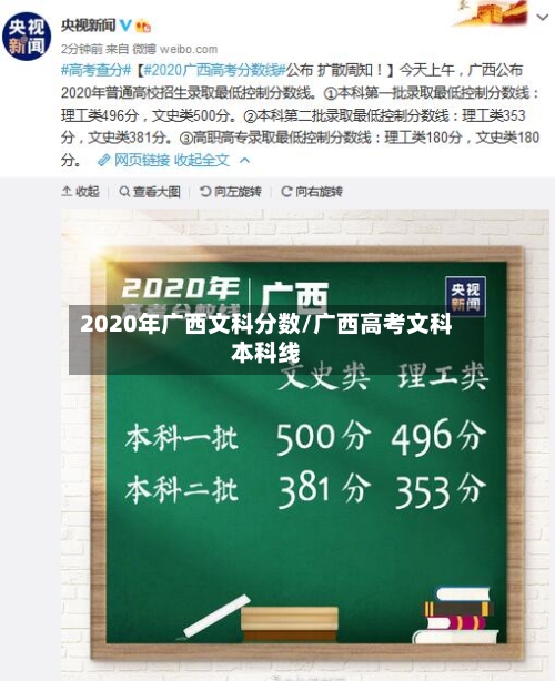 2020年广西文科分数/广西高考文科本科线