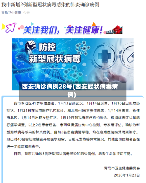 西安确诊病例28号(西安冠状病毒病例)