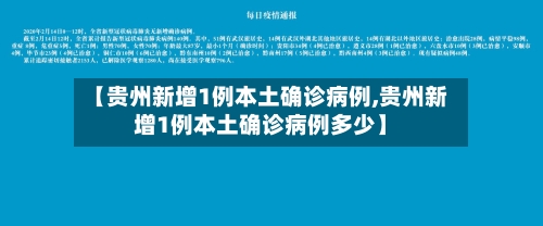【贵州新增1例本土确诊病例,贵州新增1例本土确诊病例多少】